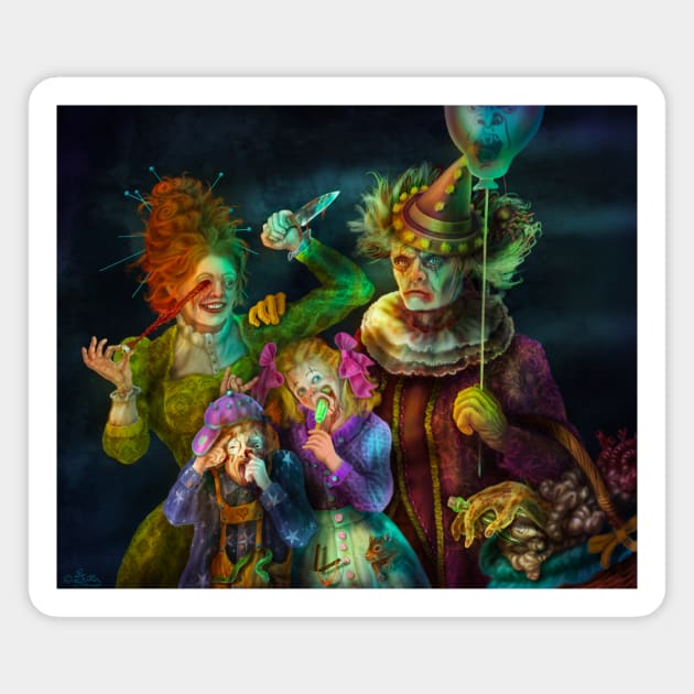 Scary Clowns Family Portrait Magnet by Dagmar Renée RITTER 